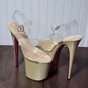 Pleaser Flamingo 808 NudeBoutin Custom 8" Heels Never Worn